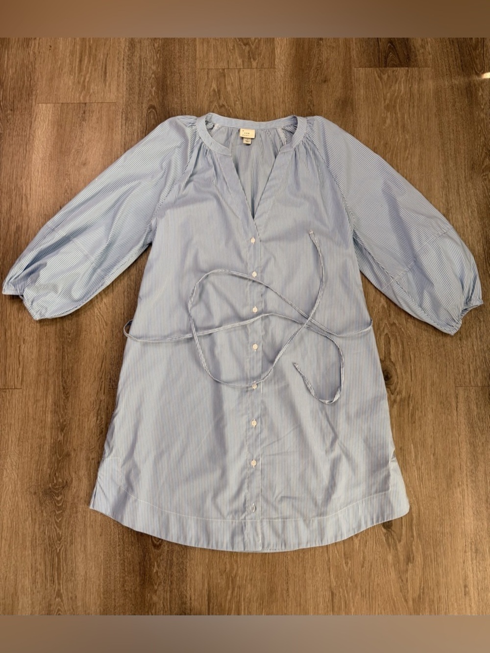 a new day Light Blue & White Pinstripe Shirt Dress